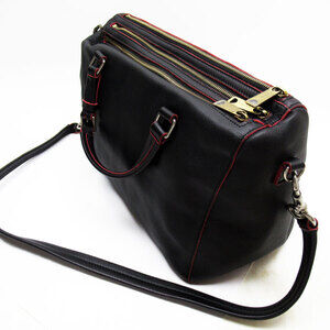 Celine handbag red bag black shoulder leather